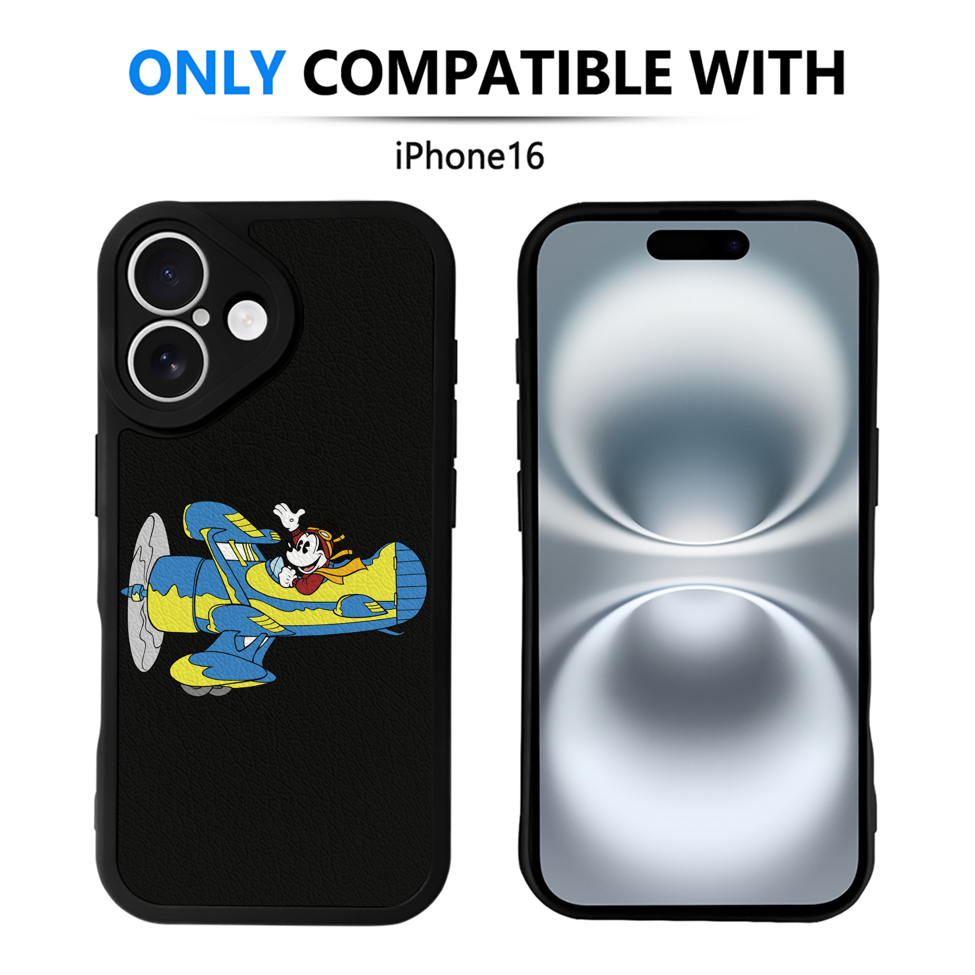 （画像用） ミッキーマウス Mickey Mouse 【iPhone 16シリーズ対応】シリコンスマホケース（レザー調） 材質：シリコン